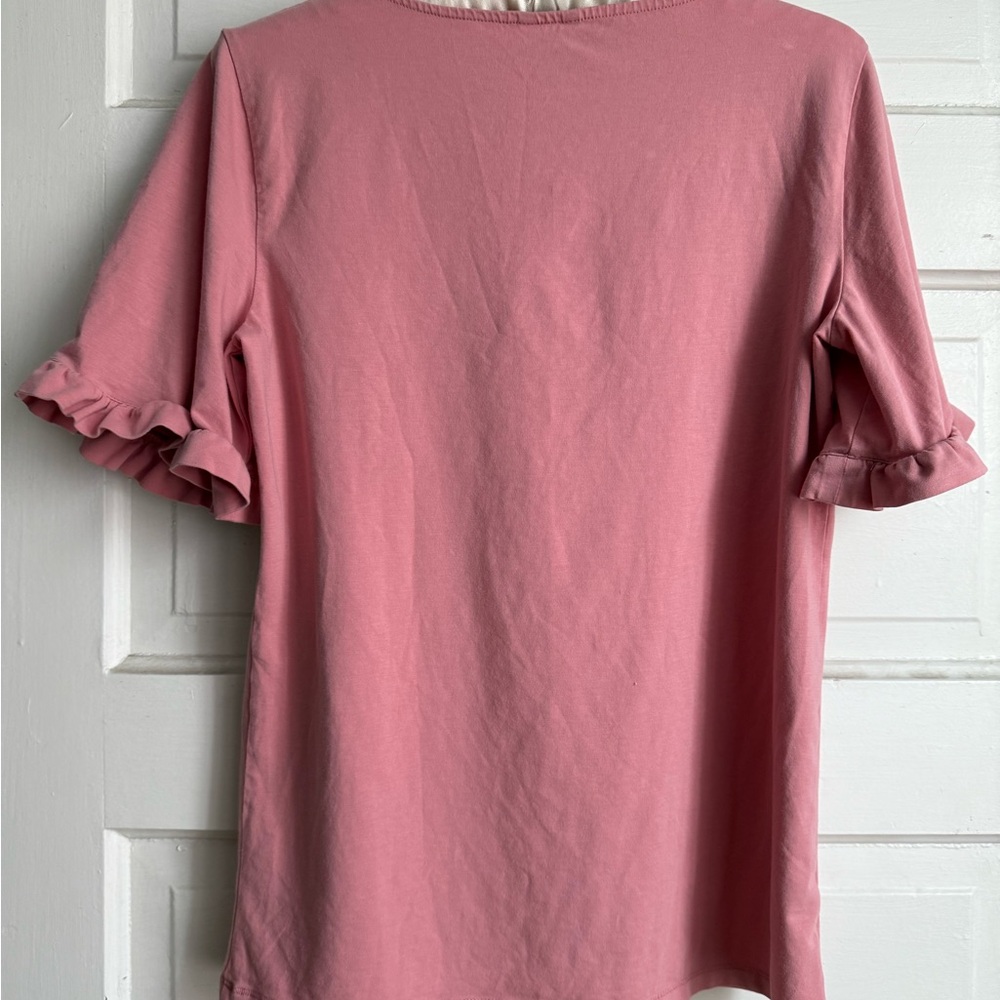 Ann Taylor Pink Short Sleeve Ruffle Top - Picture 4 of 4